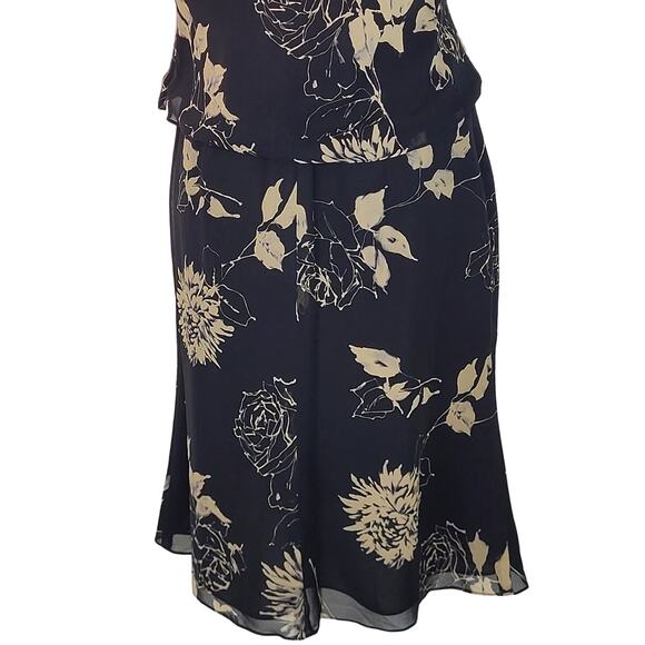 Vintage 80s Cynthia Howie Maggy Boutique 2PC Black Silk Rose Print Set Size 6P - Picture 11 of 14